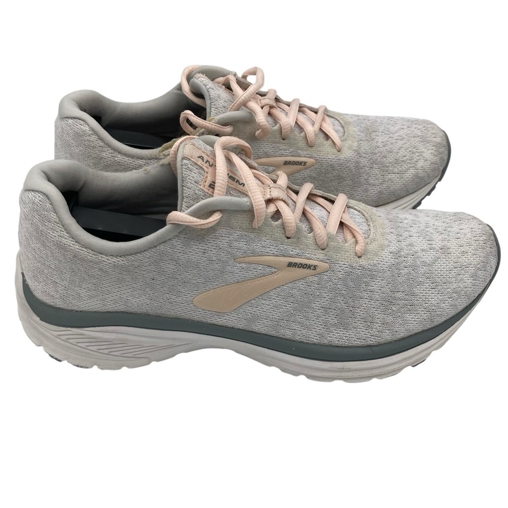 Brooks Anthem 2 Running Shoes Womens Sz 8 M White Grey Sneaker Athletic Knit